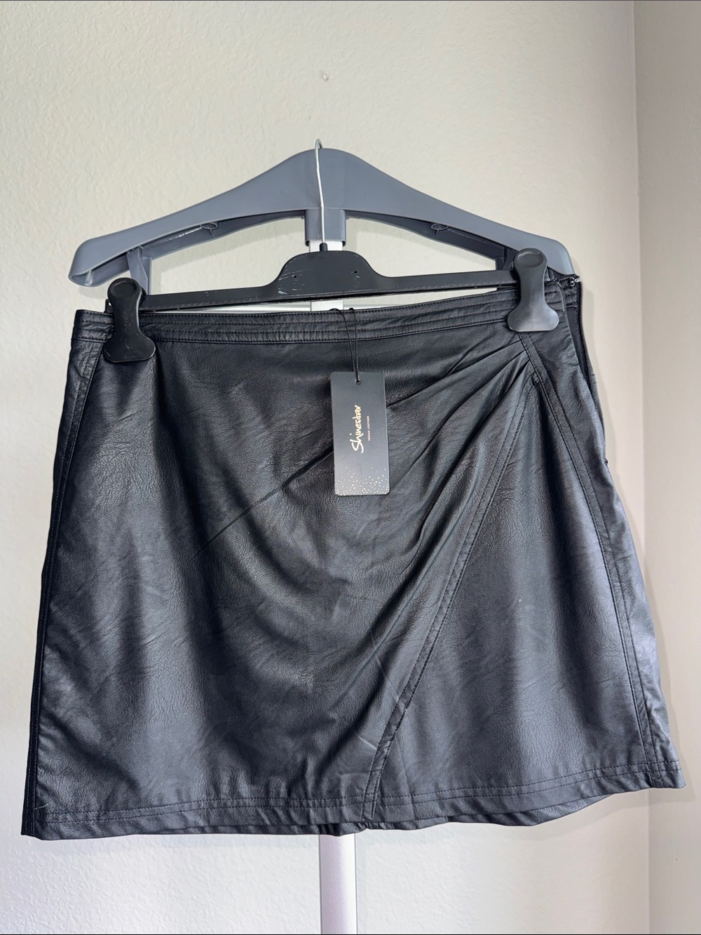 Shinestar Black Faux Leather Mini Skirt